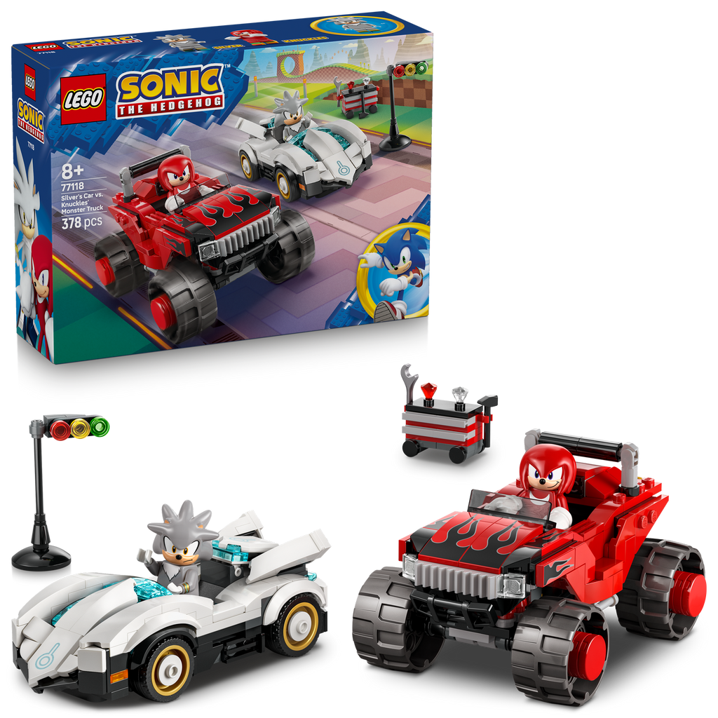 LEGO® Sonic the Hedgehog™ Silver’s Car vs. Knuckles’ Monster Truck - Đồ Chơi Lắp Ráp Xe Đua Siêu Tốc LEGO 77118