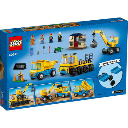 LEGO® City Construction Trucks and Wrecking Ball Crane - Bộ Đồ Chơi Xe Công Trình Và Cần Cẩu Phá Dỡ LEGO 60391 LEGO - ảnh 2 -