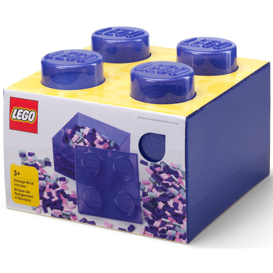 Lego Storage Brick 4 Top Lid - Glitter Violet - Hộp Đựng Đồ LEGO 4 Núm Màu Tím Kim Tuyến - LEGO - Hình ảnh sản phẩm