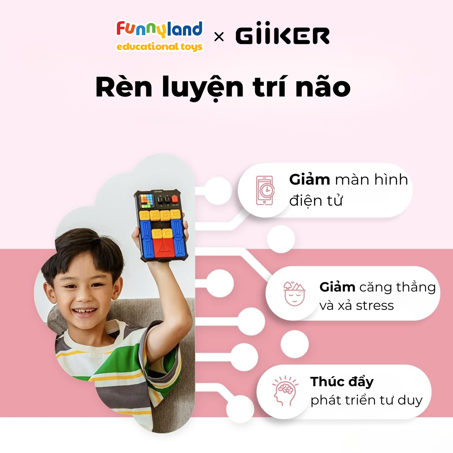 Đồ chơi xếp hình nam châm cảm ứng thông minh Giiker Super Slide Pink