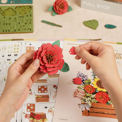 Rowood Wooden Bloom Box DIY 3D Puzzle TW02H - Mô hình lắp ráp gỗ 3D chậu hoa - Robotime Rolife