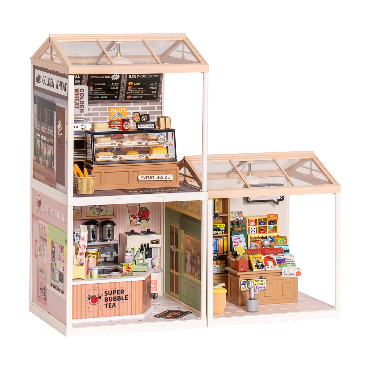 Rolife Super Creator Plastic Diy Mini House 3 in 1 L Shape - Mô hình nhà búp bê nhựa lắp ráp 3 trong 1 - Rolife