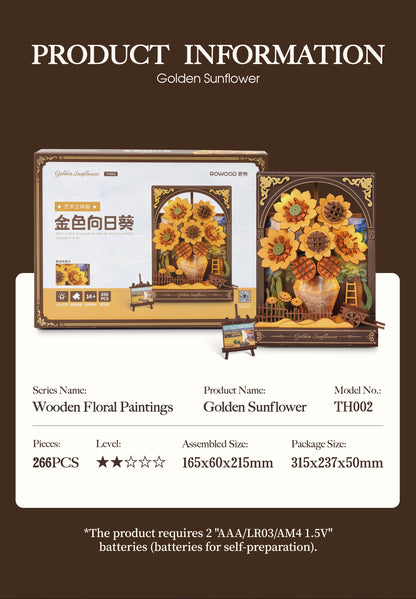 Rowood 3D Wooden Puzzle - Golden Sunflower TH002 - Mô hình lắp ráp gỗ 3D - Rolife