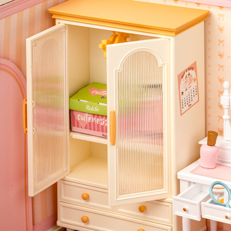 Rolife Lovely Pink Bedroom DIY Miniature House DW016 - Mô hình nhà gỗ tí hon tự lắp ráp - Rolife