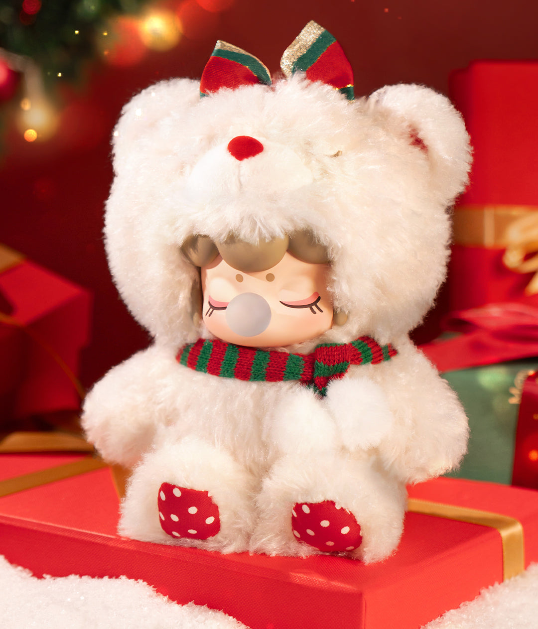 Rolife Christmas Bear Plush Pendant MN002 - Móc khóa gấu bông Giáng sinh - Rolife