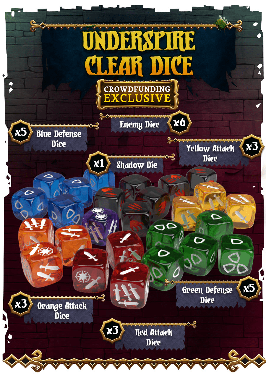 Massive Darkness: Dungeons of Shadowreach Clear Dice Set (Kickstarter Pre-Order Special)