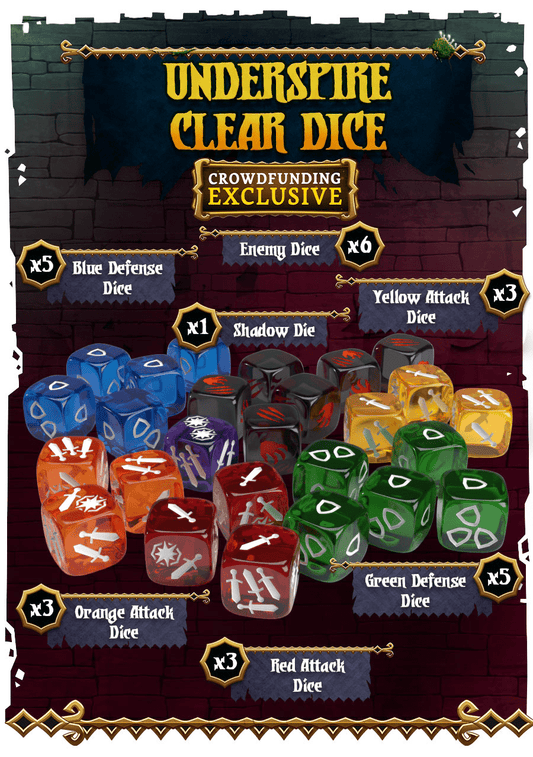 Massive Darkness: Dungeons of Shadowreach Clear Dice Set (Kickstarter Pre-Order Special)