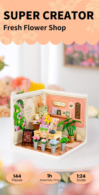 Rolife Fresh Flower Shop DIY Miniature House DW017B - Mô hình nhà búp bê tự lắp ráp - Rolife Super Creator