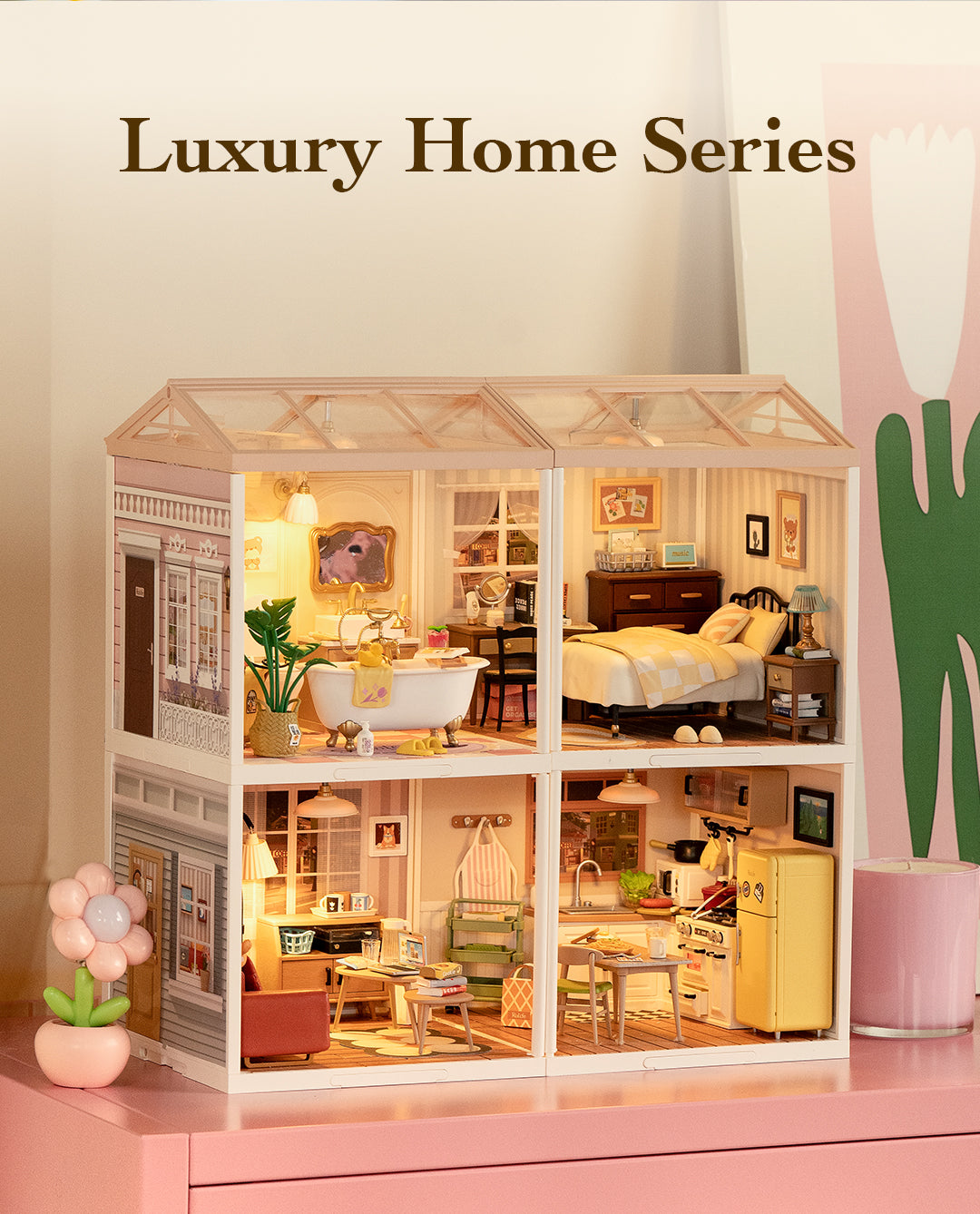 Rolife Super Creator Plastic Diy Mini House 3 in 1 L Shape - Mô hình nhà búp bê nhựa lắp ráp 3 trong 1 - Rolife