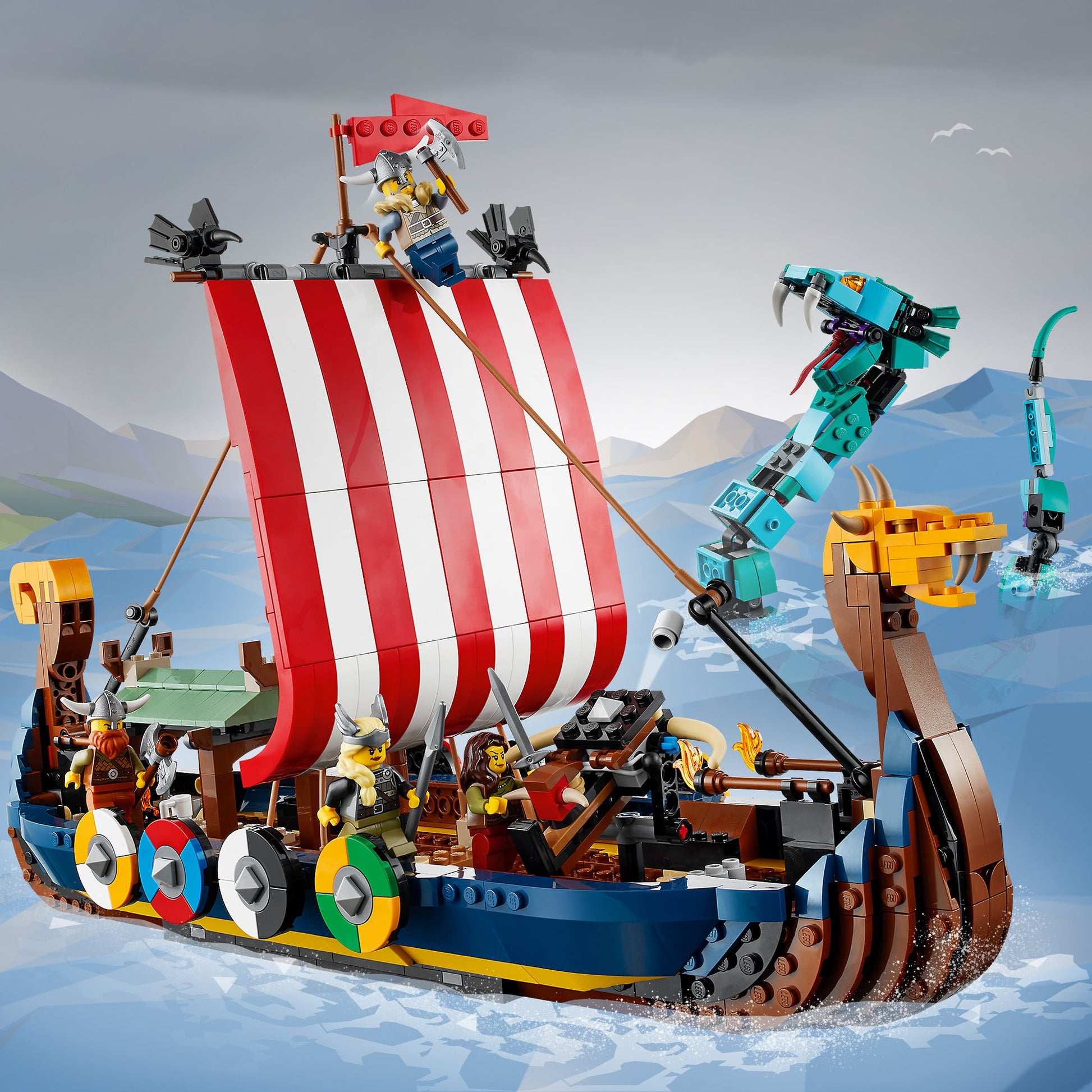 LEGO® Creator 3-in-1 Viking Ship and the Midgard Serpent - Bộ Đồ Chơi Lắp Ráp Tàu Viking (31132) LEGO - ảnh 1 - Lego