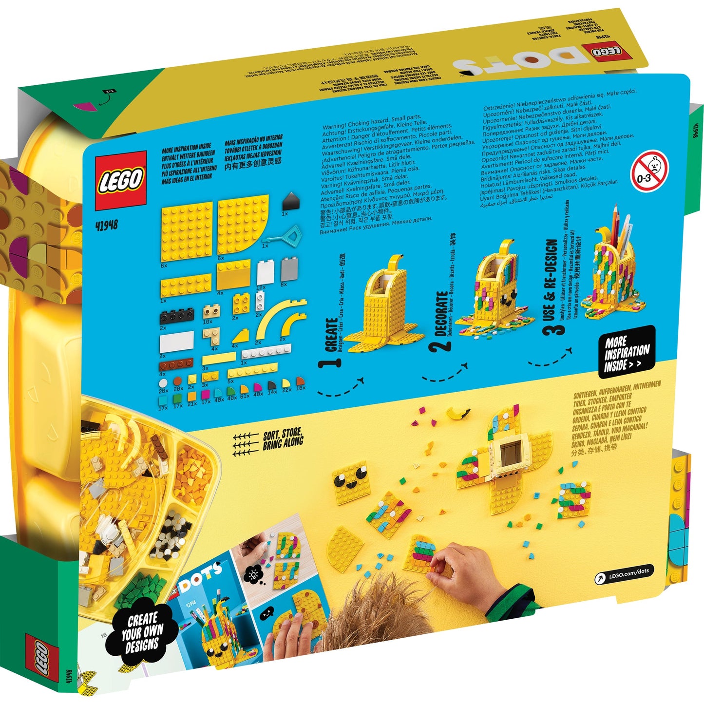 LEGO® DOTS™ Cute Banana Pen Holder - Khay Cắm Bút Hình Chuối Sáng Tạo - LEGO 41948 - Hình ảnh bổ sung 7