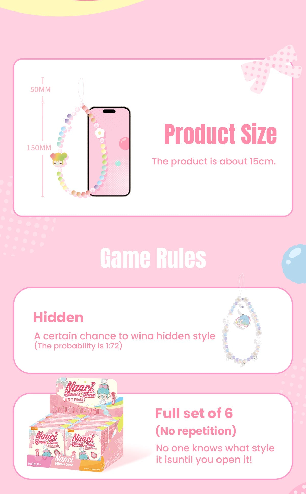 Nanci Sweet Time Beaded Phone Charm - Dây đeo điện thoại hạt cườm Blind Box - Rolife