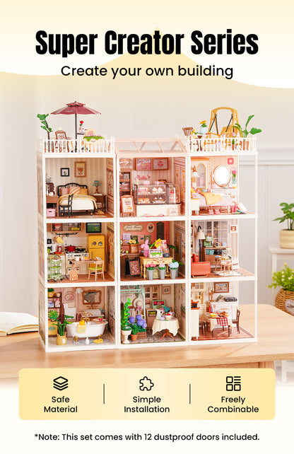 Rolife Super Creator 9-in-1 Miniature House - Mô hình nhà búp bê 9 ô trưng bày - Rolife