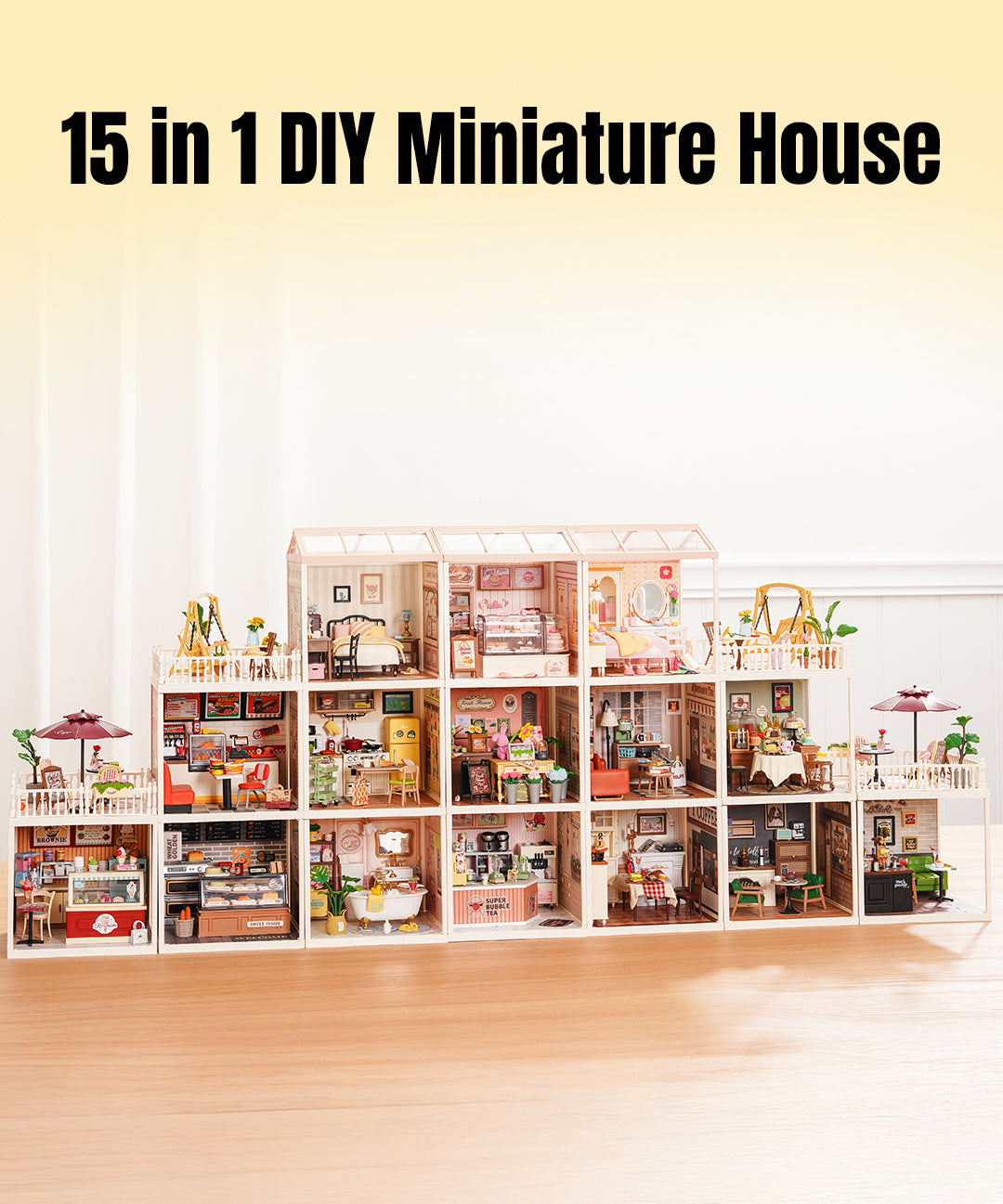 Rolife Super Creator 9-in-1 Miniature House - Mô hình nhà búp bê 9 ô trưng bày - Rolife