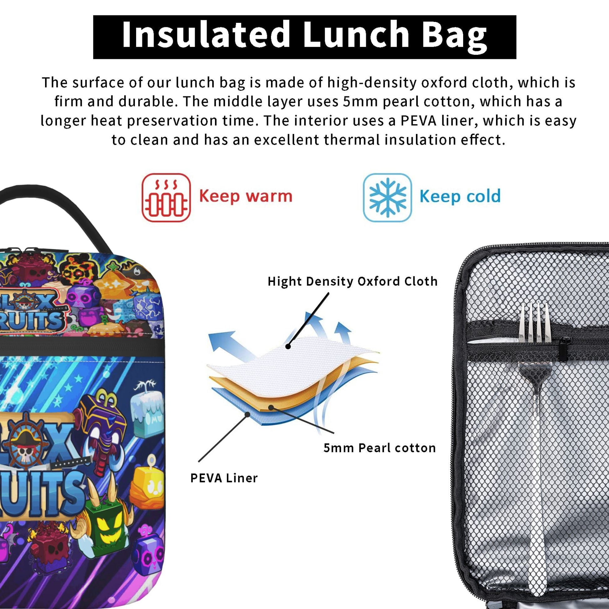 Blox Fruits Reusable Lunch Bag - Túi Đựng Cơm Giữ Nhiệt Cao Cấp - GHJOWpill - Hình ảnh bổ sung 5