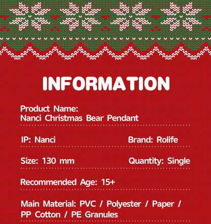 Rolife Christmas Bear Plush Pendant MN002 - Móc khóa gấu bông Giáng sinh - Rolife
