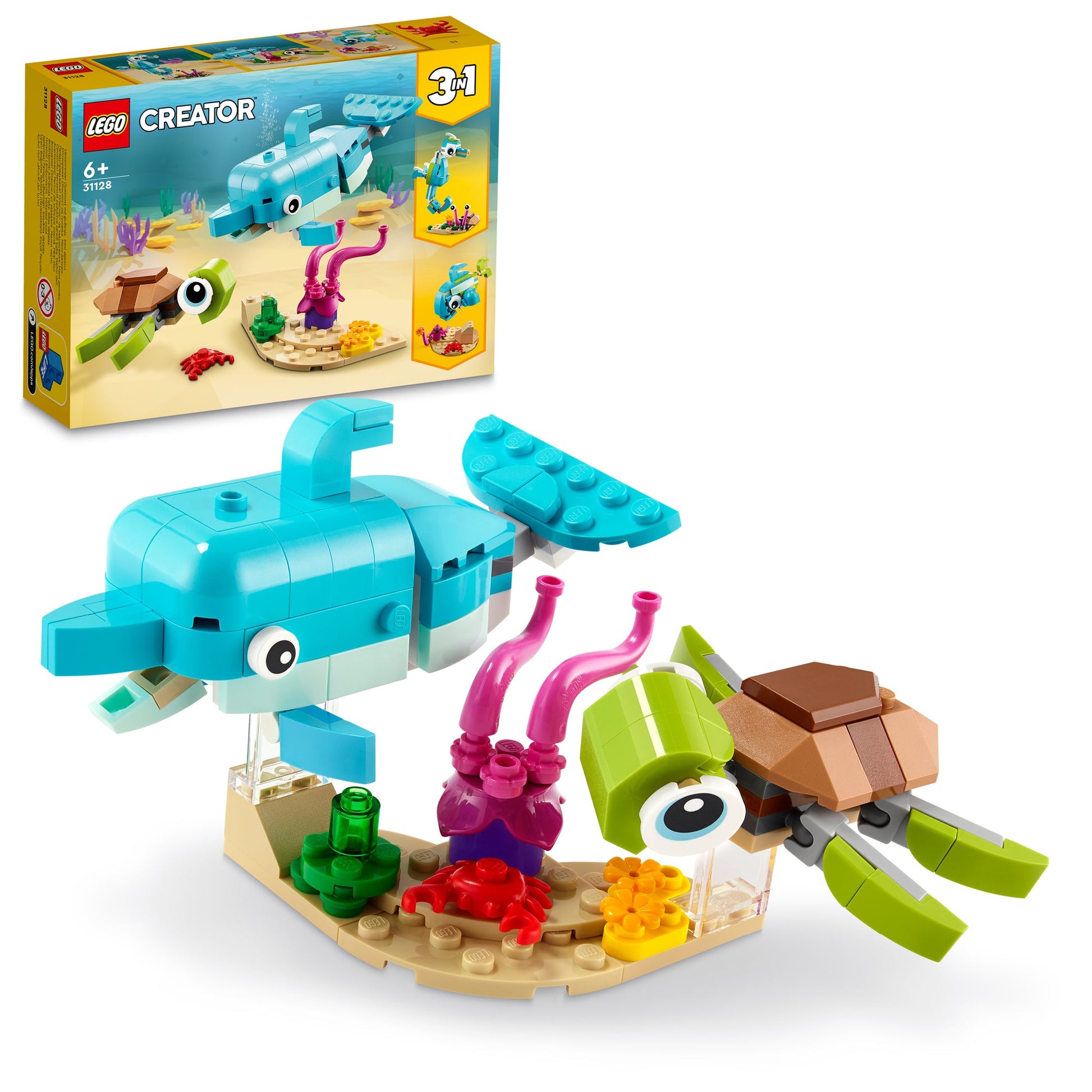 LEGO® Creator 3-in-1 Dolphin and Turtle - Bộ lắp ráp sinh vật biển 3 trong 1 - LEGO 31128 LEGO - ảnh 3 - LEGO Creator 3-in-1