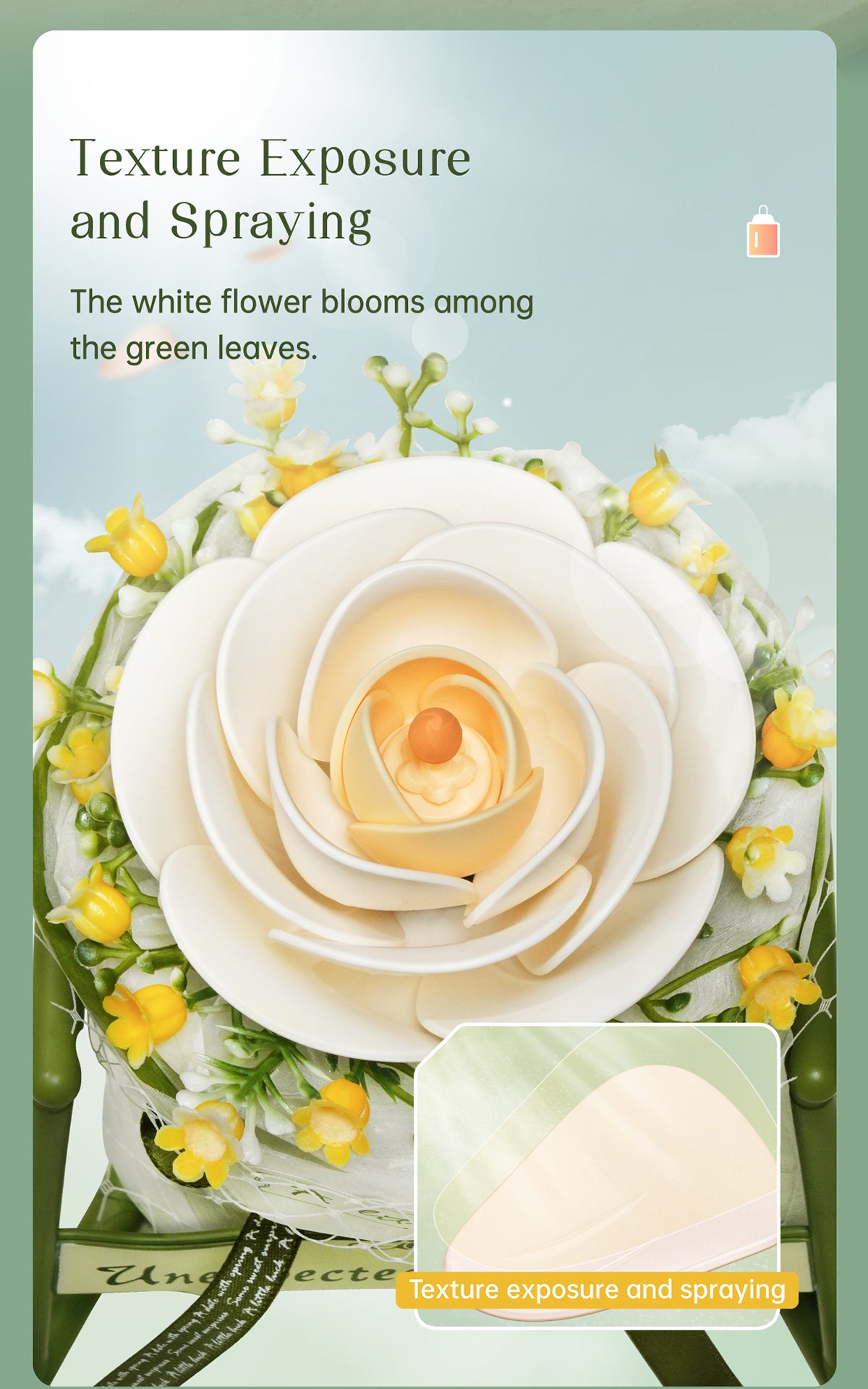 ROKR White Camellia DIY 3D Puzzle Model AF011 - Mô hình lắp ráp gỗ 3D Hoa trà trắng - ROKR