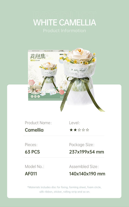ROKR White Camellia DIY 3D Puzzle Model AF011 - Mô hình lắp ráp gỗ 3D Hoa trà trắng - ROKR