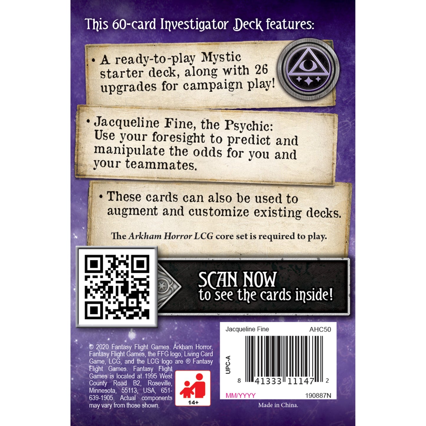 Arkham Horror: The Card Game - Jacqueline Fine Starter Deck - Bộ bài điều tra viên - Fantasy Flight Games