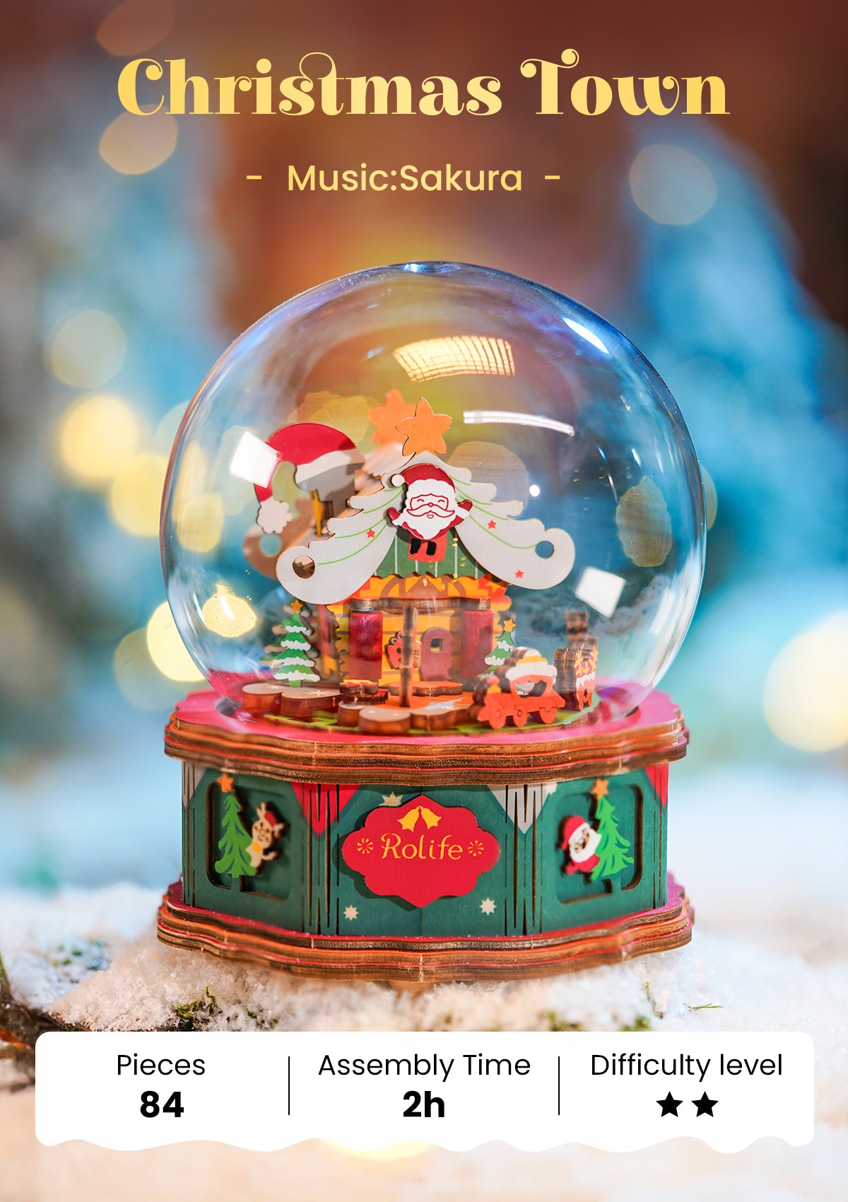 Rolife DIY Music Box - Christmas Town AM46 - Mô hình hộp nhạc gỗ lắp ráp - Rolife AM46