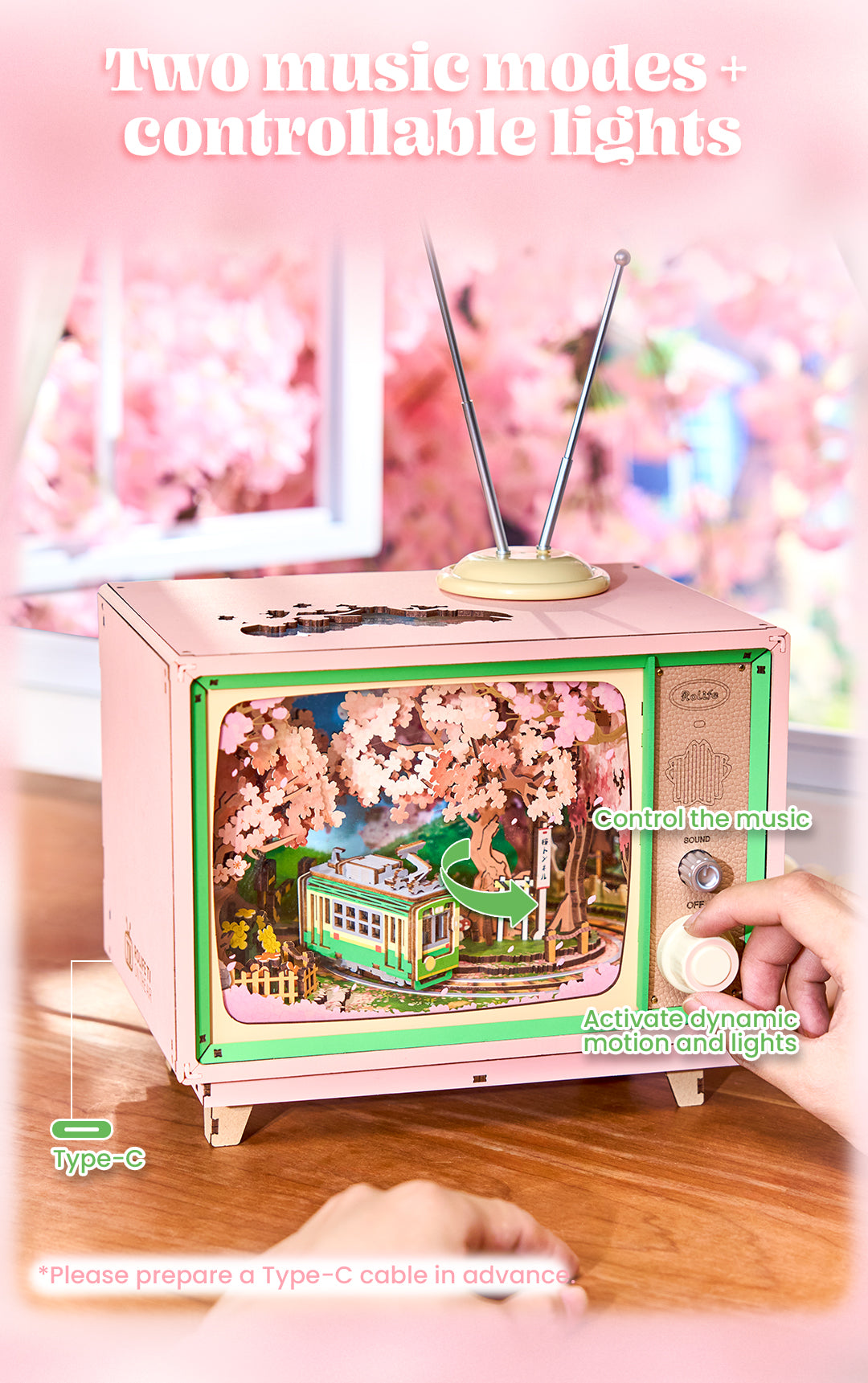 Rolife DIY Music Box - Sakura Dreamy Tour AMT02 - Mô hình gỗ hộp nhạc tự lắp ráp - Rolife