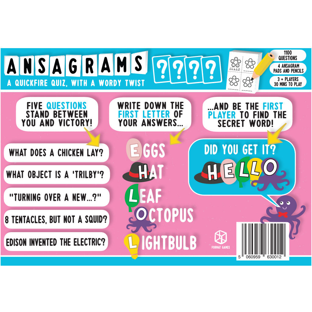 Ansagrams Party Game - Trò chơi giải đố từ ngữ tốc độ cao - Format Games
