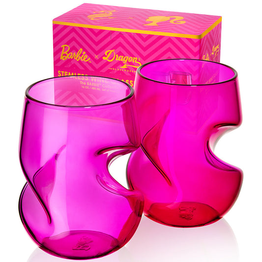 Barbie™ X Dragon Glassware® Stemless Wine Glasses | Bộ 2 Ly Rượu Vang Pha Lê Cao Cấp | Dragon Glassware - Hình ảnh sản phẩm