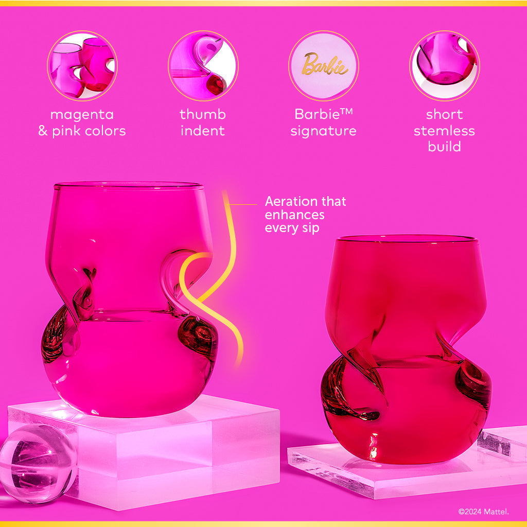 Barbie™ X Dragon Glassware® Stemless Wine Glasses | Bộ 2 Ly Rượu Vang Pha Lê Cao Cấp | Dragon Glassware - Hình ảnh bổ sung 4