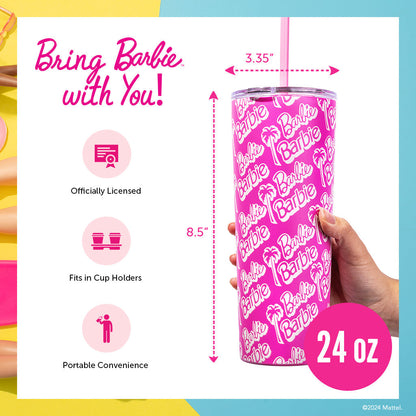 Barbie™ Palm Trees Tumbler - 24 Oz - Bình Giữ Nhiệt 710ml Họa Tiết Cây Cọ - Mattel Creations