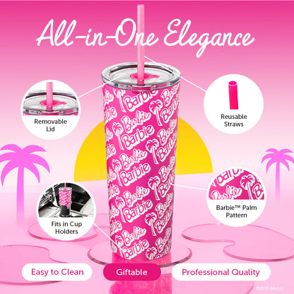 Barbie™ Palm Trees Tumbler - 24 Oz - Bình Giữ Nhiệt 710ml Họa Tiết Cây Cọ - Mattel Creations