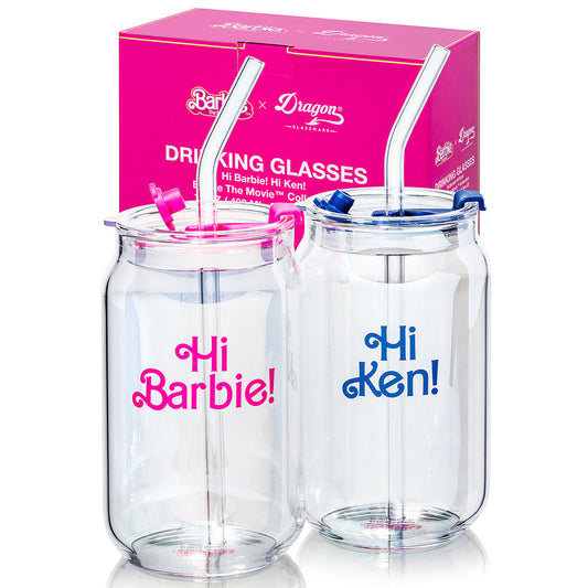Barbie™ the Movie X Dragon Glassware® Hi Barbie! Hi Ken! Drinking Glasses - Bộ 2 Ly Thủy Tinh Cao Cấp - Dragon Glassware