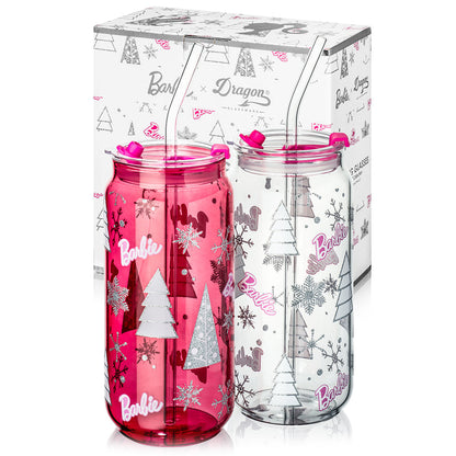 Barbie™ Christmas Drinking Glasses - 20 Oz - Bộ 2 Ly Thủy Tinh Giáng Sinh Cao Cấp Dragon Glassware