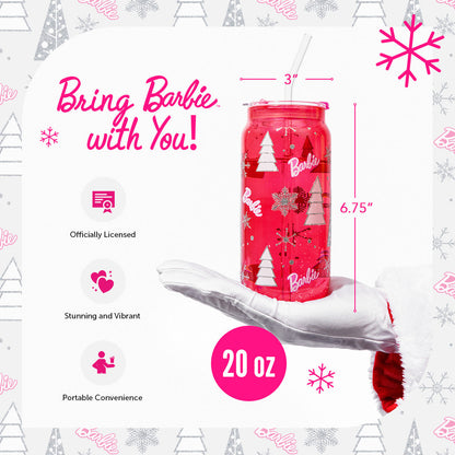 Barbie™ Christmas Drinking Glasses - 20 Oz - Bộ 2 Ly Thủy Tinh Giáng Sinh Cao Cấp Dragon Glassware