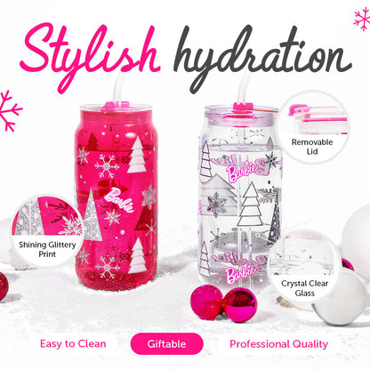 Barbie™ Christmas Drinking Glasses - 20 Oz - Bộ 2 Ly Thủy Tinh Giáng Sinh Cao Cấp Dragon Glassware