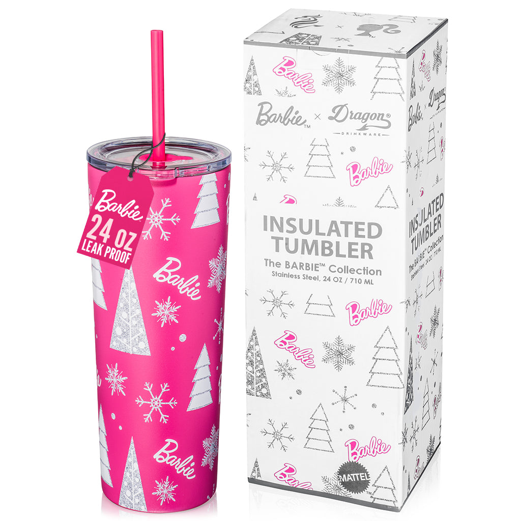 Barbie™ Pink Christmas Tumbler - Bình Giữ Nhiệt Thép Không Gỉ 710ml - Mattel