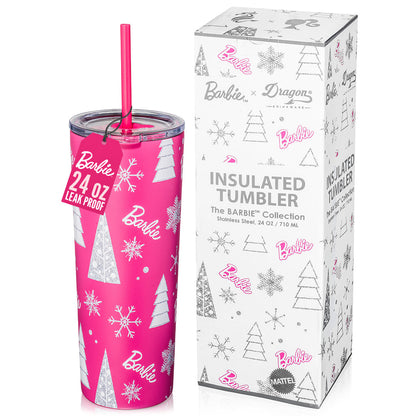Barbie™ Pink Christmas Tumbler - Bình Giữ Nhiệt Thép Không Gỉ 710ml - Mattel