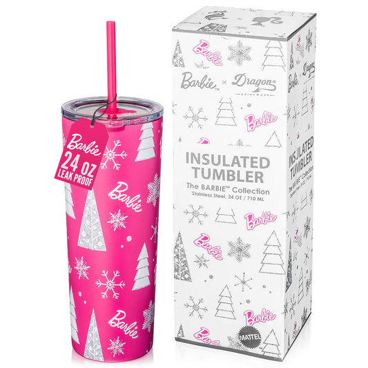 Barbie™ Pink Christmas Tumbler - Bình Giữ Nhiệt Thép Không Gỉ 710ml - Mattel