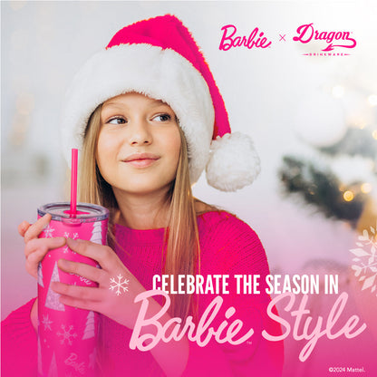 Barbie™ Pink Christmas Tumbler - Bình Giữ Nhiệt Thép Không Gỉ 710ml - Mattel