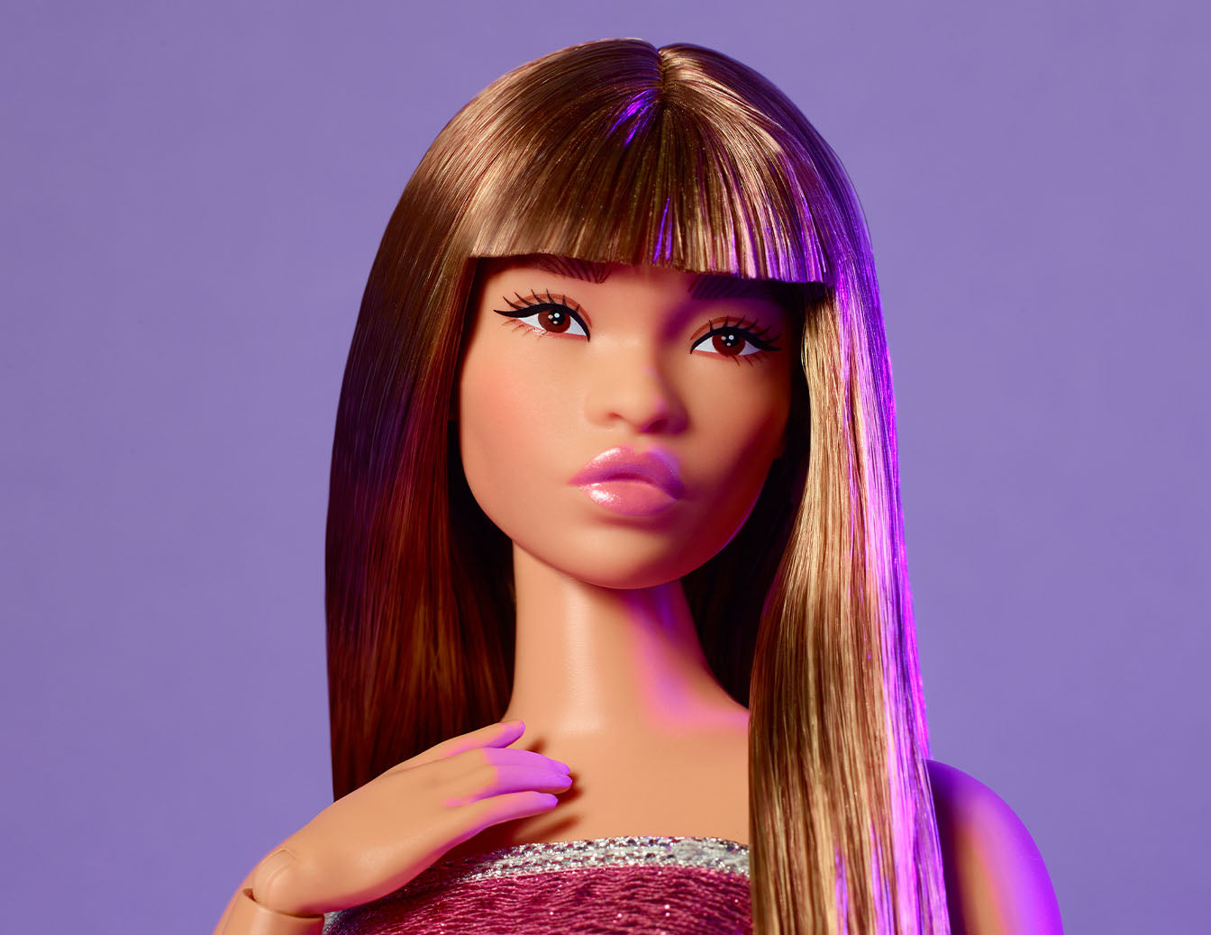 Barbie Looks Doll #24 (Curvy, Long Brown Hair) - Búp Bê Thời Trang Cao Cấp - Barbie Signature HRM16 Barbie Signature - ảnh 8 