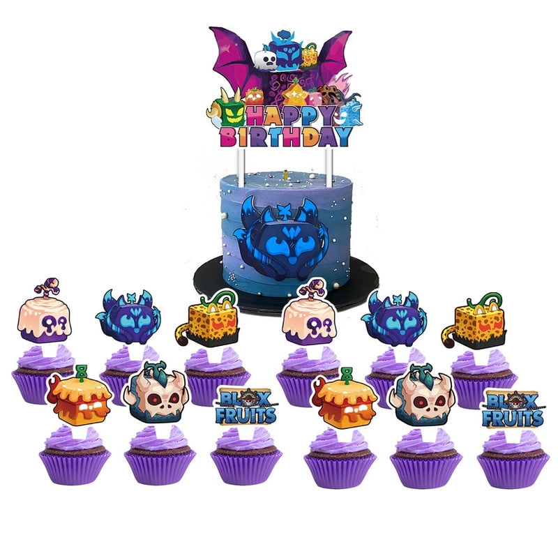 Blox Fruits Cake Topper Cupcake Set - Bộ Trang Trí Bánh Kem Sinh Nhật - Zhouqianger - Hình ảnh sản phẩm