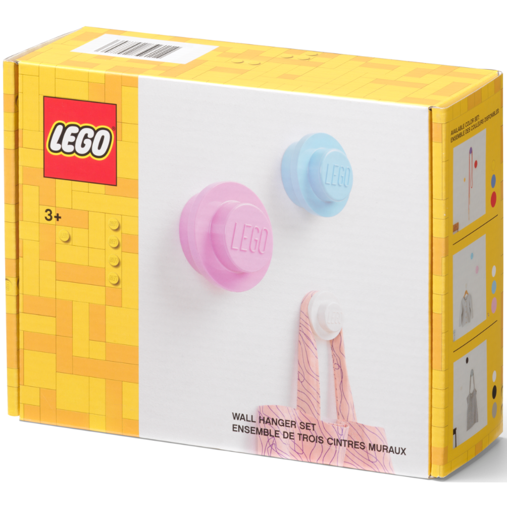 LEGO Wall Hanger Set of 3 - White, Light Blue & Pink - Bộ 3 Móc Treo Tường Trang Trí LEGO - Hình ảnh sản phẩm