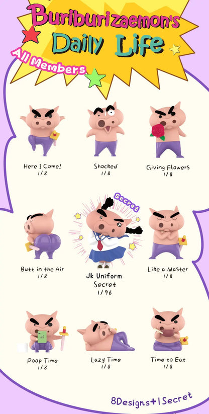 BURIBURIZAEMON'S DAILY LIFE - Mô hình Blind Box Shin Cậu Bé Bút Chì - 52TOYS