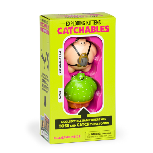 Catchables 2-Pack #2 (Cat-wearing-a-cat & Catcus) - Đồ chơi bắt mèo Squishy và Thẻ bài hành động - Exploding Kittens