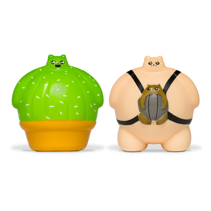 Catchables 2-Pack #2 (Cat-wearing-a-cat & Catcus) - Đồ chơi bắt mèo Squishy và Thẻ bài hành động - Exploding Kittens