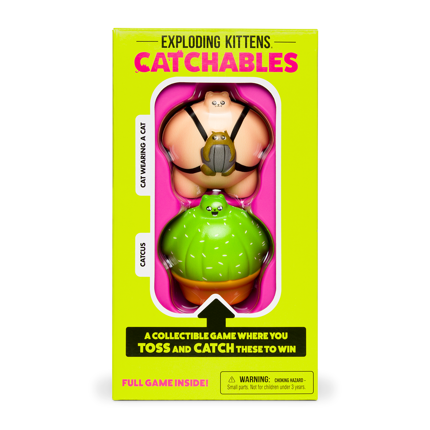 Catchables 2-Pack #2 (Cat-wearing-a-cat & Catcus) - Đồ chơi bắt mèo Squishy và Thẻ bài hành động - Exploding Kittens