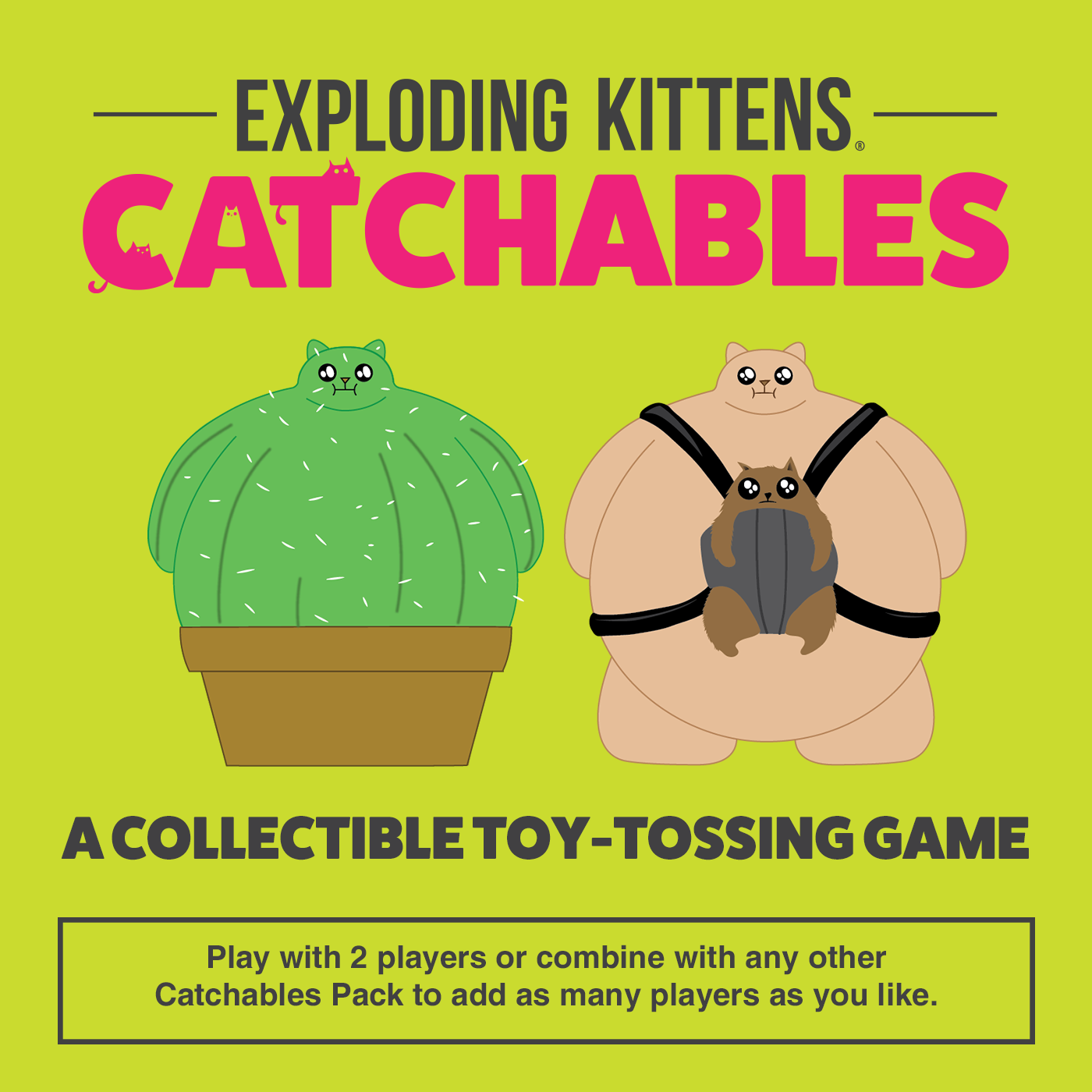 Catchables 2-Pack #2 (Cat-wearing-a-cat & Catcus) - Đồ chơi bắt mèo Squishy và Thẻ bài hành động - Exploding Kittens