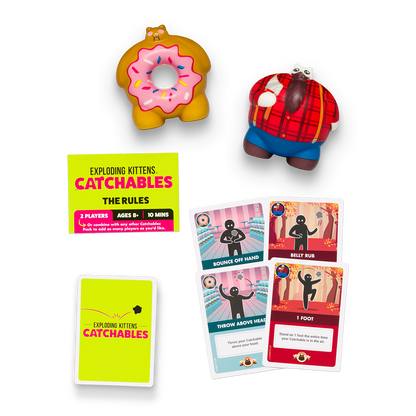 Catchables 2-Pack #2 (Cat-wearing-a-cat & Catcus) - Đồ chơi bắt mèo Squishy và Thẻ bài hành động - Exploding Kittens