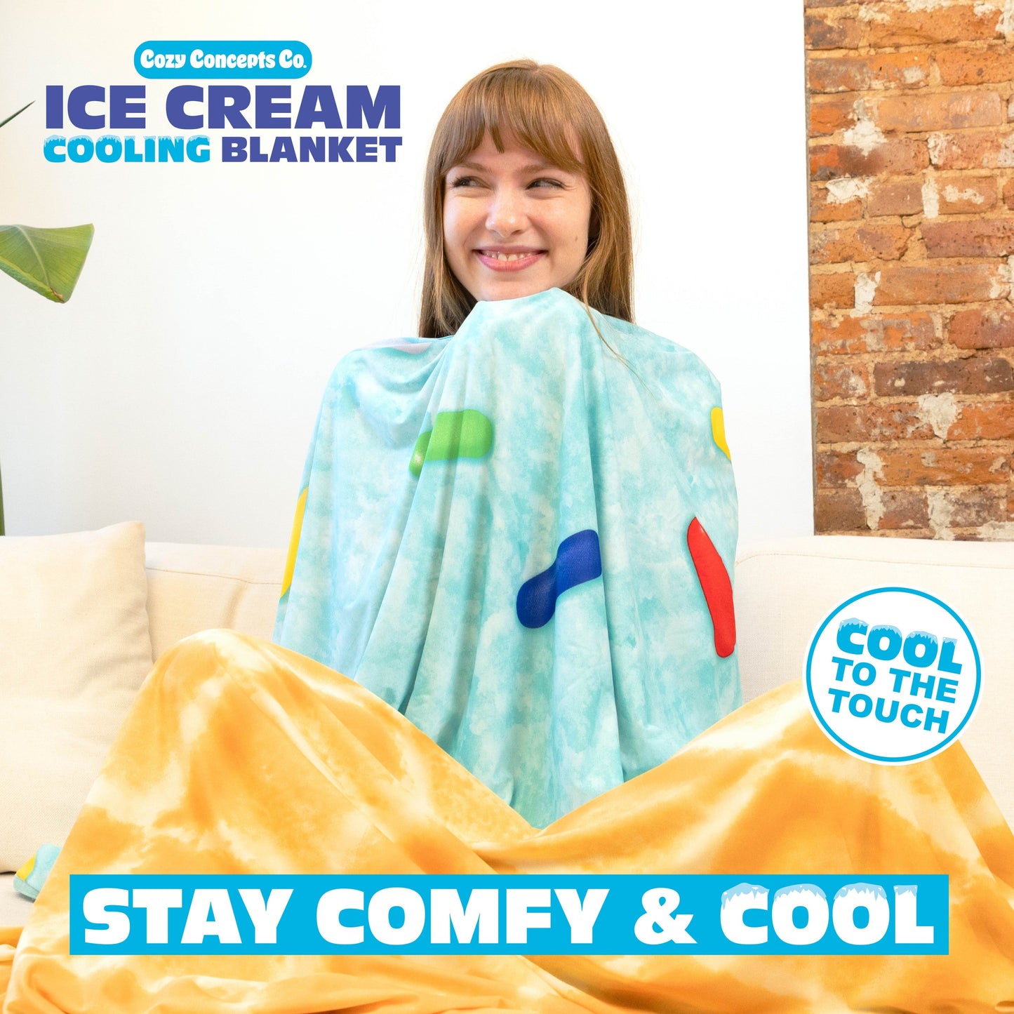 Cozy Concepts Co. Ice Cream Cooling Blanket - Chăn Làm Mát Mùa Hè Họa Tiết Kem - Relatable - Hình ảnh chi tiết 2