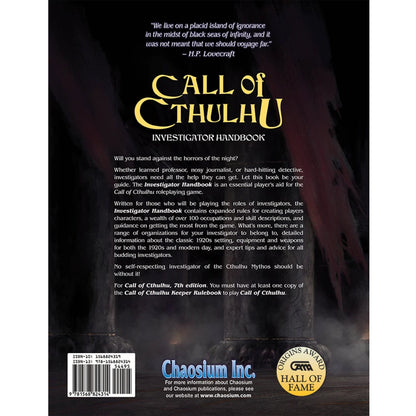 Call Of Cthulhu RPG 7th Edition Investigator Handbook